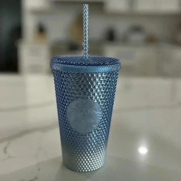 Starbucks 2023 Holiday Studded Blue Silver Ombre 16oz Tumbler w/ Straw NWT - Picture 2 of 11